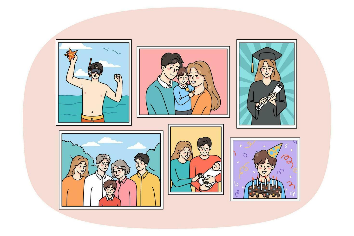 Set of family pictures in frames vector
