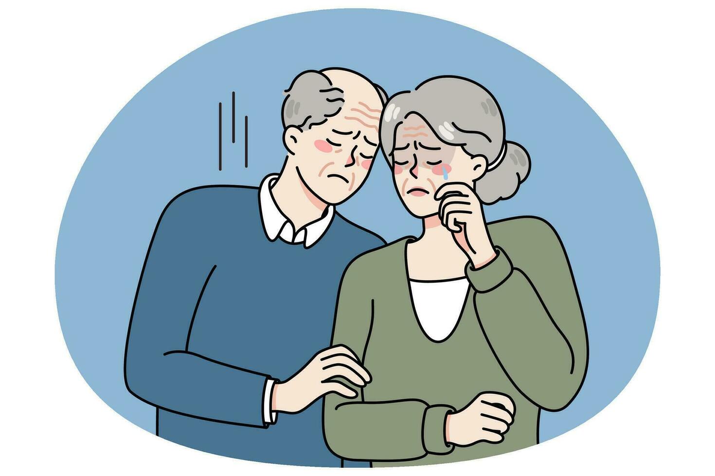 Unhappy mature couple crying vector