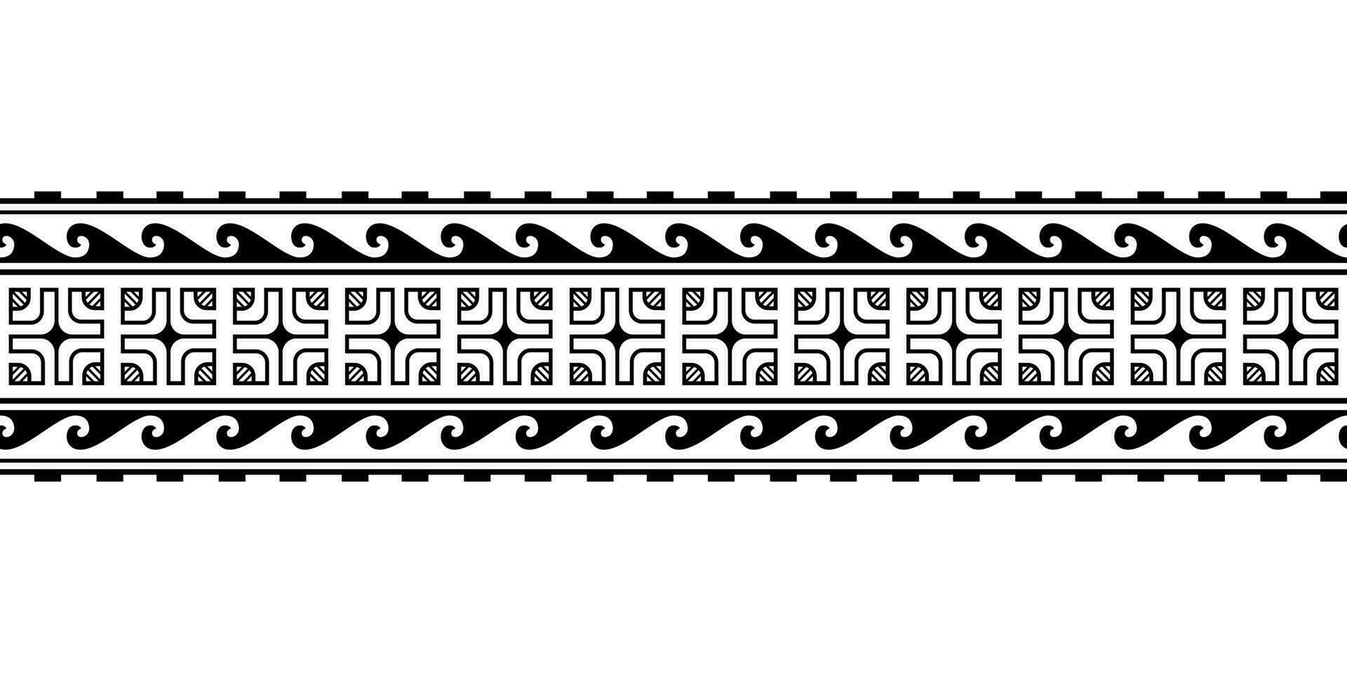 Maori polynesian tattoo bracelet. Tribal sleeve seamless pattern vector. Samoan border tattoo design fore arm or foot. Armband tattoo tribal. band fabric seamless ornament isolated on white background vector