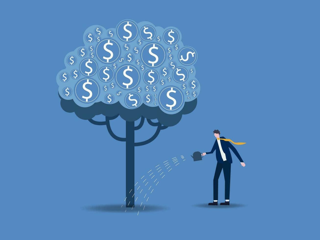 Take care business tree growth. Business and investment concept. vector illustration.