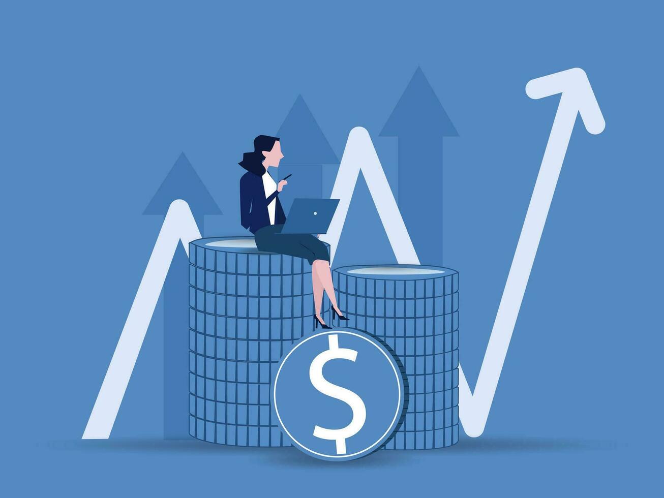 Financial consulting.Investment and analysis money cash profits. Successful investor or entrepreneur making investing plans. investment and savings. Vector illustration.