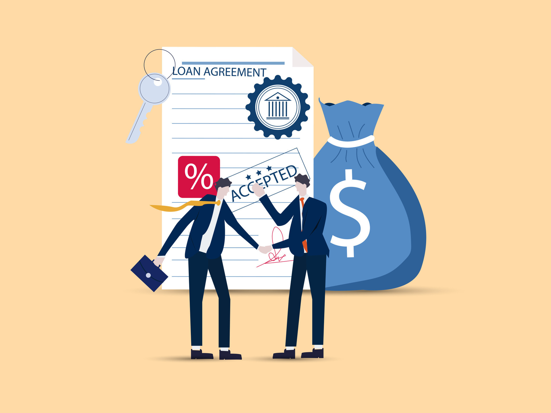 Loan agreement borrow money from bank, debt or obligation to pay back