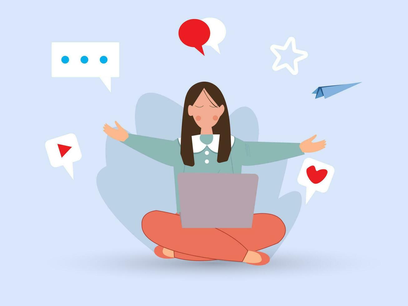 Social media marketing. Influencer marketing, social media or network promotion, SMM banner, landing page. Vector Illustrations.