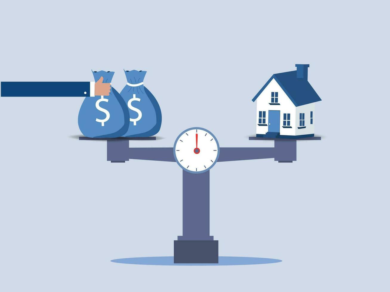 incrementar el dinero bolso a mantener el casa y dinero en balance. vector ilustración.