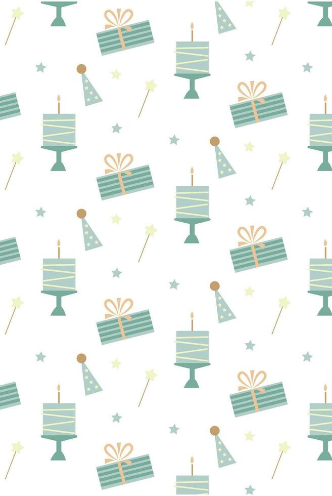 vector pattern with cute party decor for celebration happy birthday