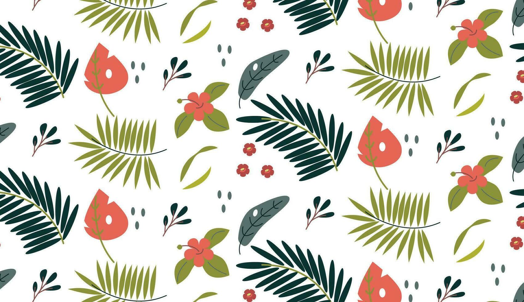 vector pattern with tropic plant and flowers