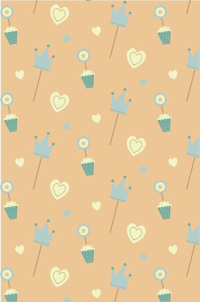 vector pattern with cute party decor for baby girl