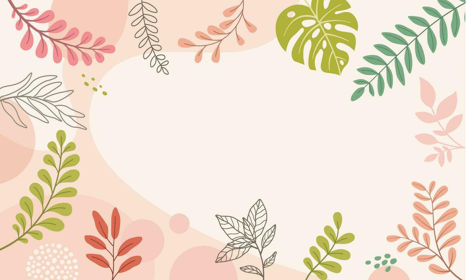 diseño de fondo de marco de banner. ilustración de vector de fondo de cartel colorido. plantas exóticas, ramas, impresión de arte para belleza, moda y productos naturales, bienestar, boda y evento.