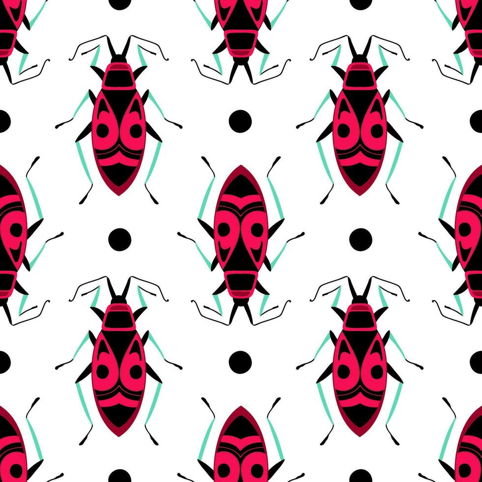 Soldier bugs. Seamless pattern with cartoon element. vector