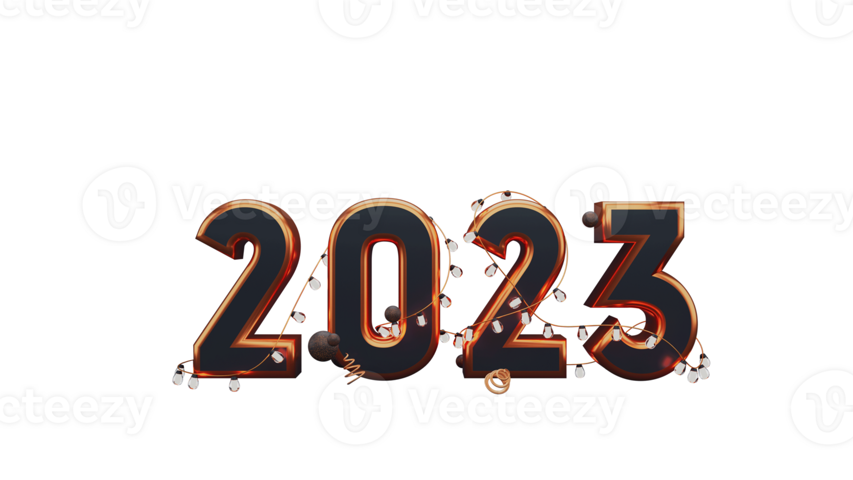 3D Render of text 2023 for the New Year Celebration. png