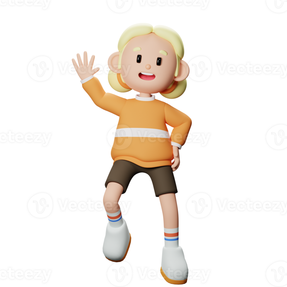 3D Happy Girl Character png