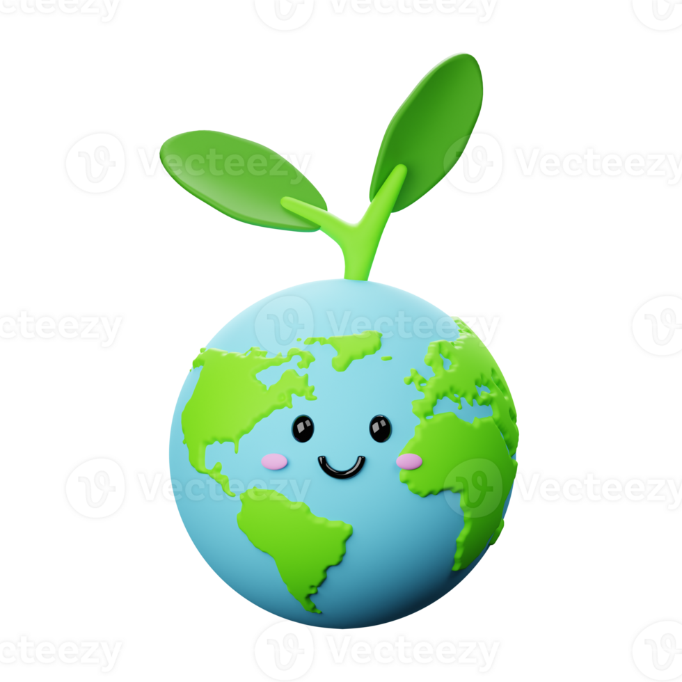 3D Green Earth Character png