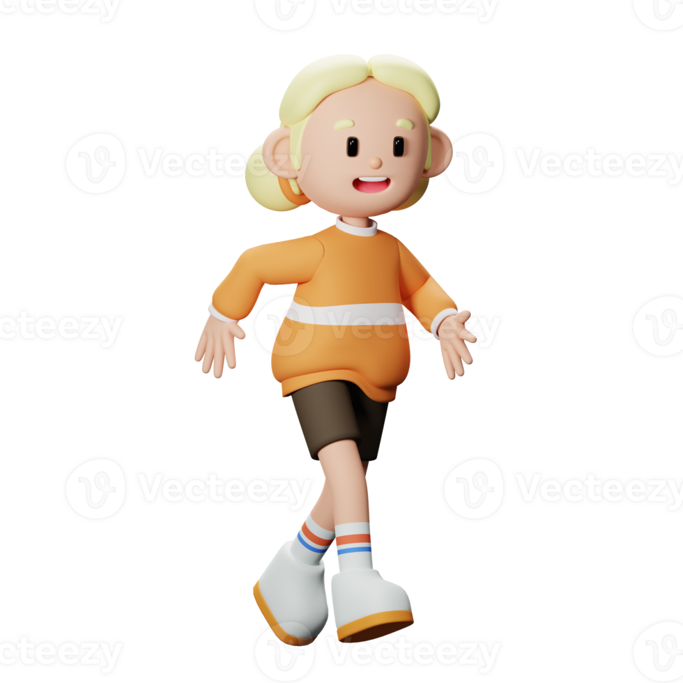 3D Happy Girl Character png