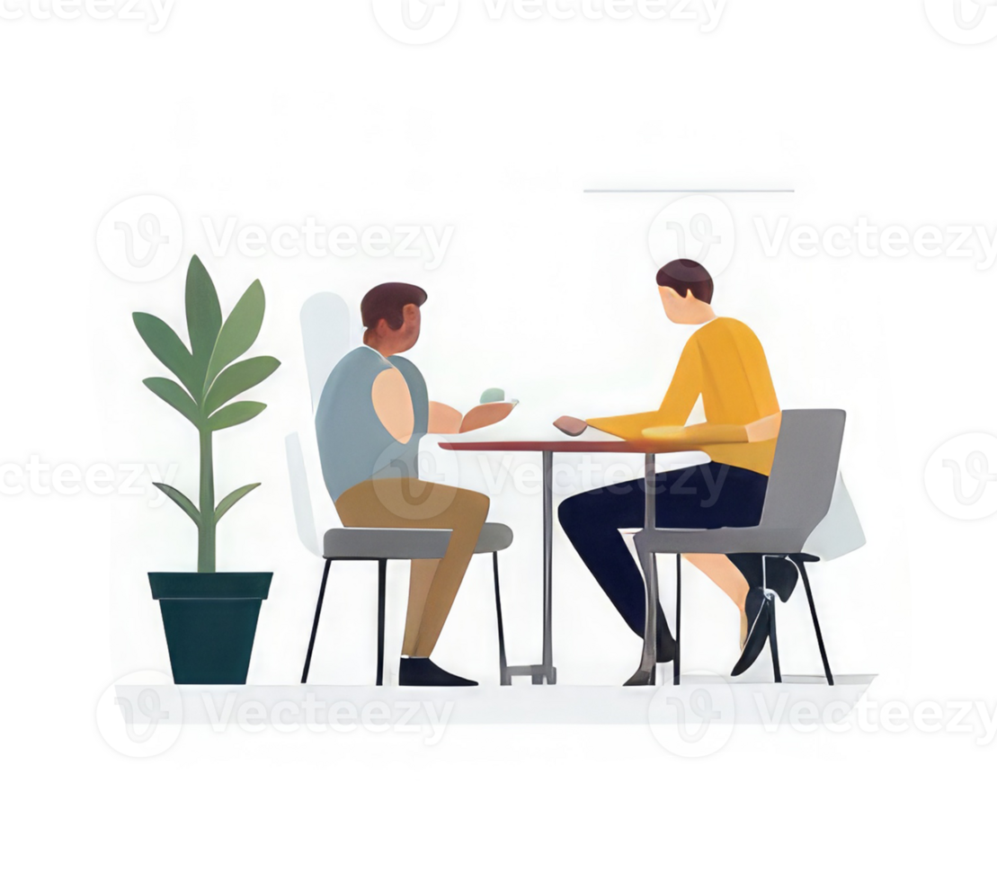 People working in the office, sitting at the desk . png