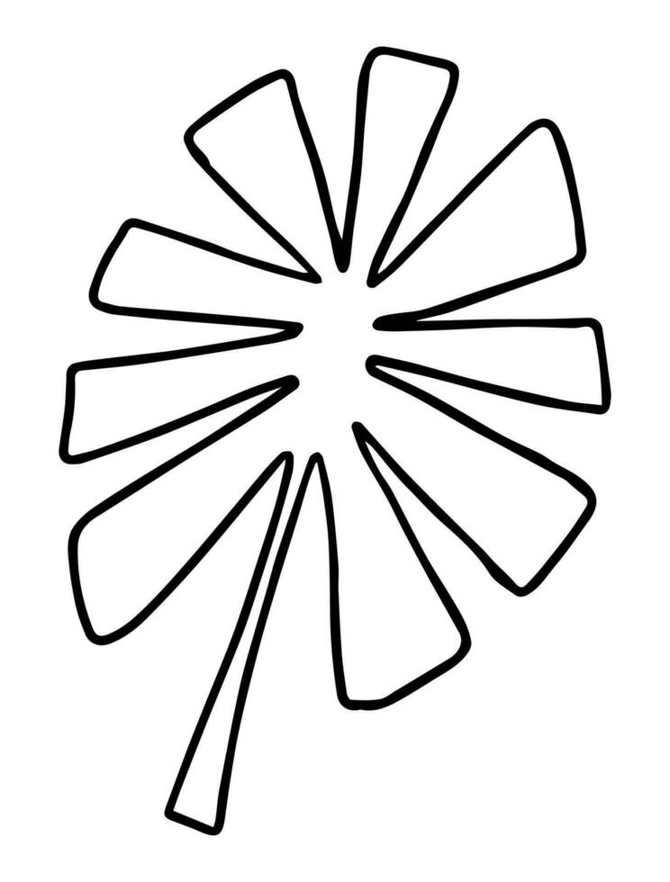 Tropical Leaves in doodle style. Vector hand drawn black line design element.