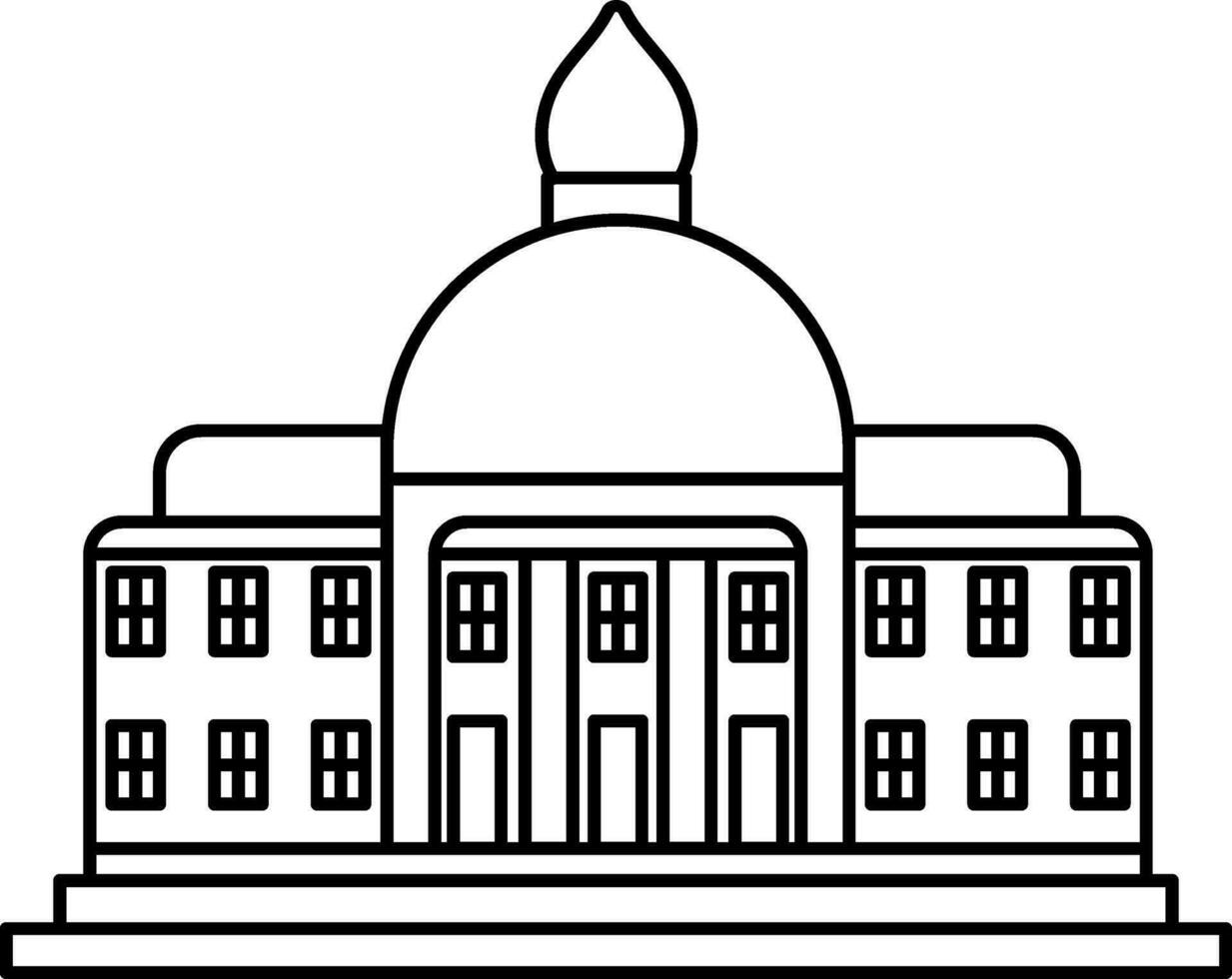 University Building Icon In Black Outline. vector