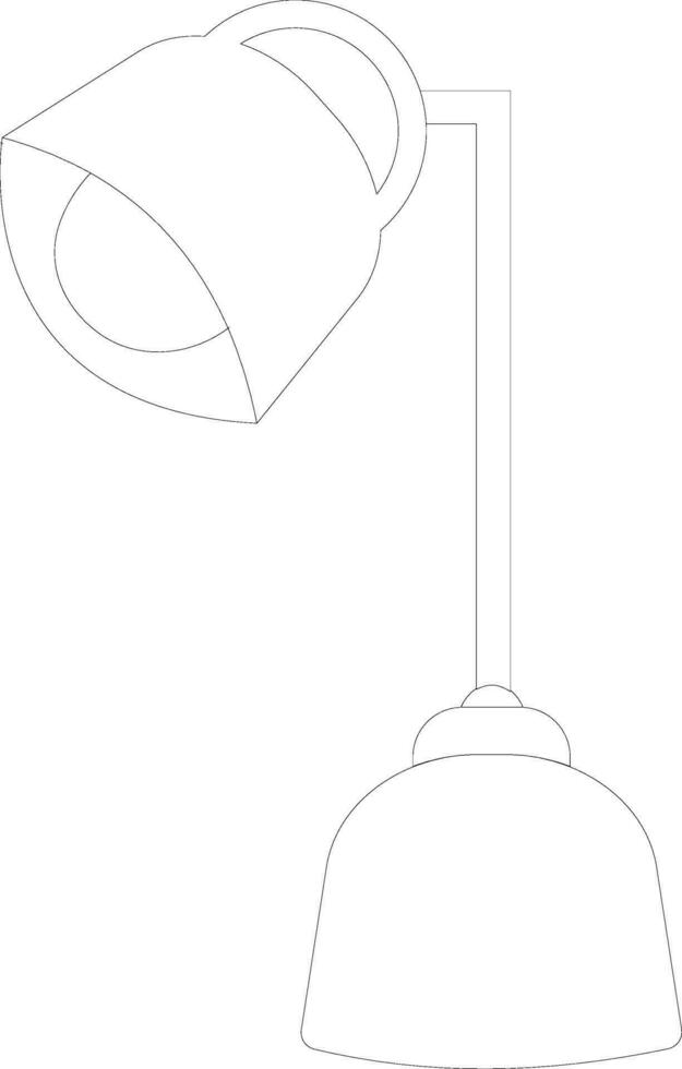 Black line art table lamp. vector