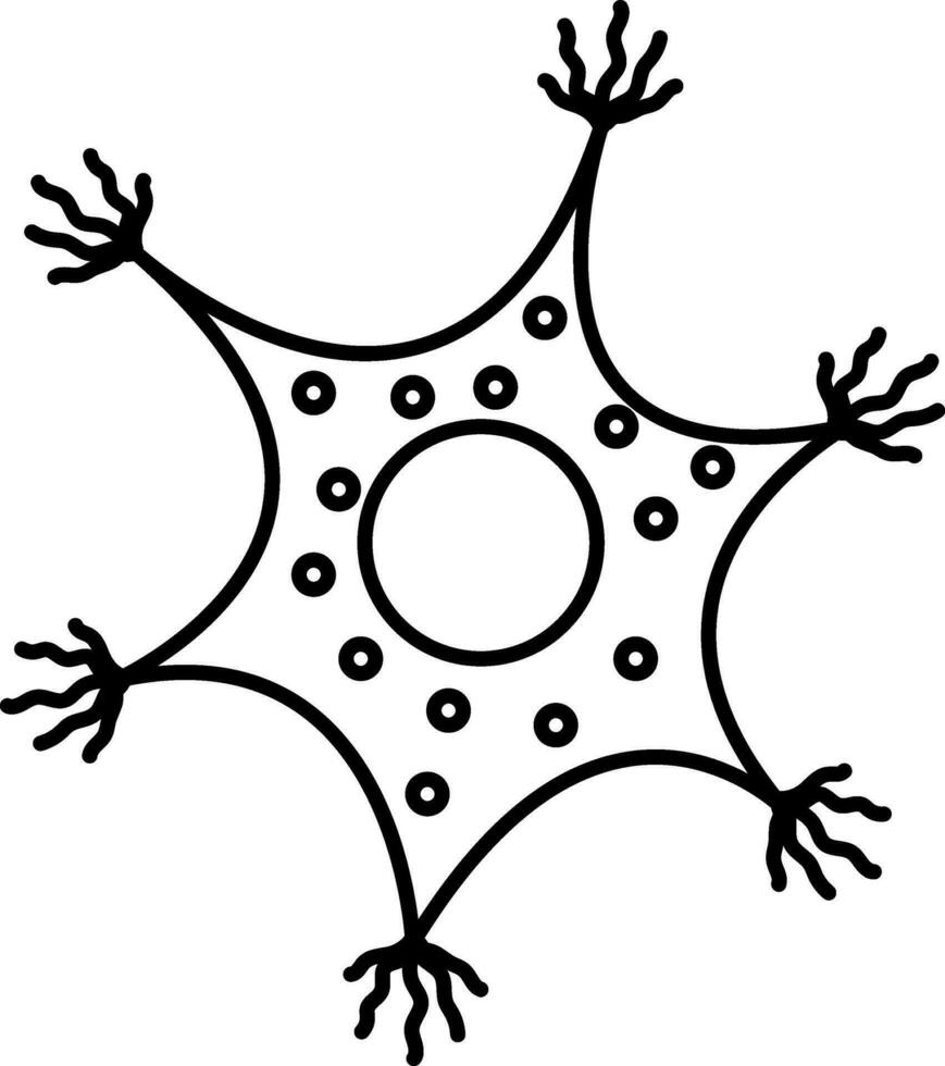 Black line art neuron in flat style. vector