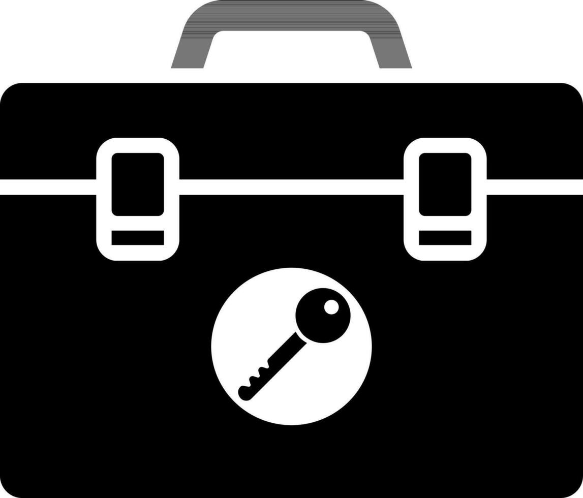 Illustration of briefcase and key glyph icon. vector