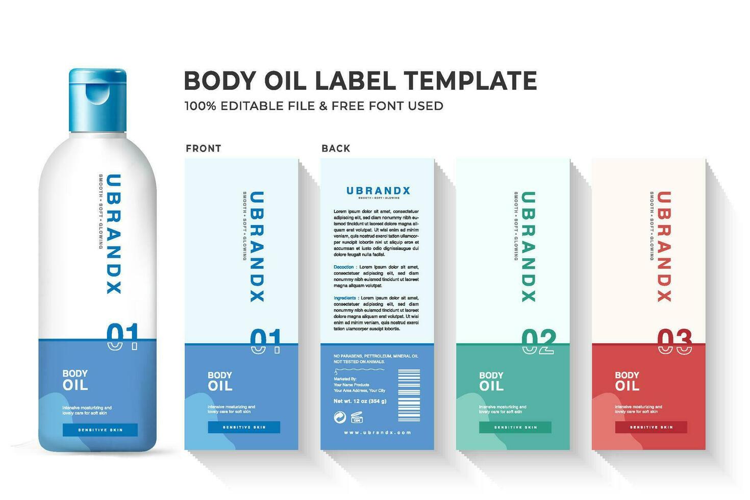 Cosmetic products label and body oil, body Lotion, beauty care, skin care natural organic oil label packaging sticker design, print ready file  spray jar bottle vector banner template pack.