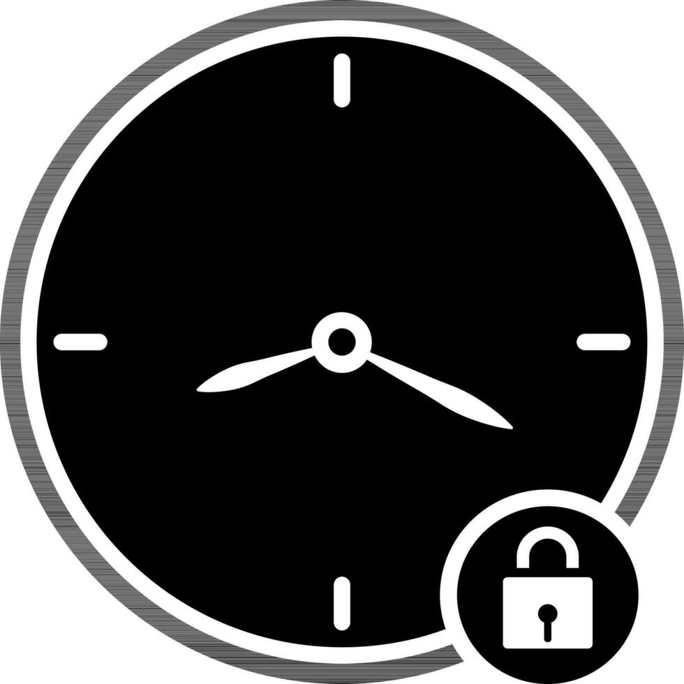 Illustration of closed clock or locked icon. vector