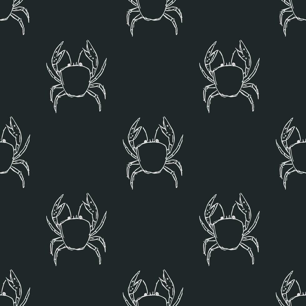 Seamless pattern with crabs. Doodle vector with crab icons. Drawn crab pattern