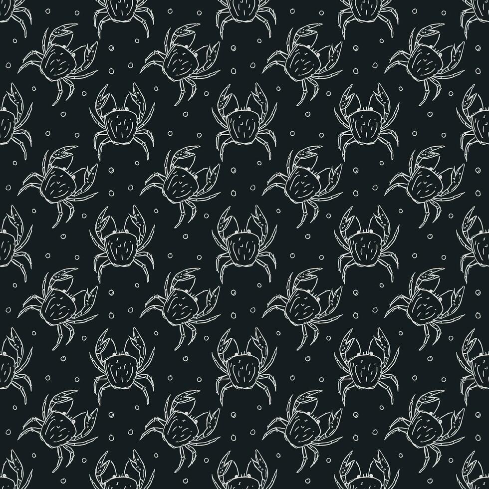 Seamless pattern with crabs. Doodle vector with crab icons. Drawn crab pattern