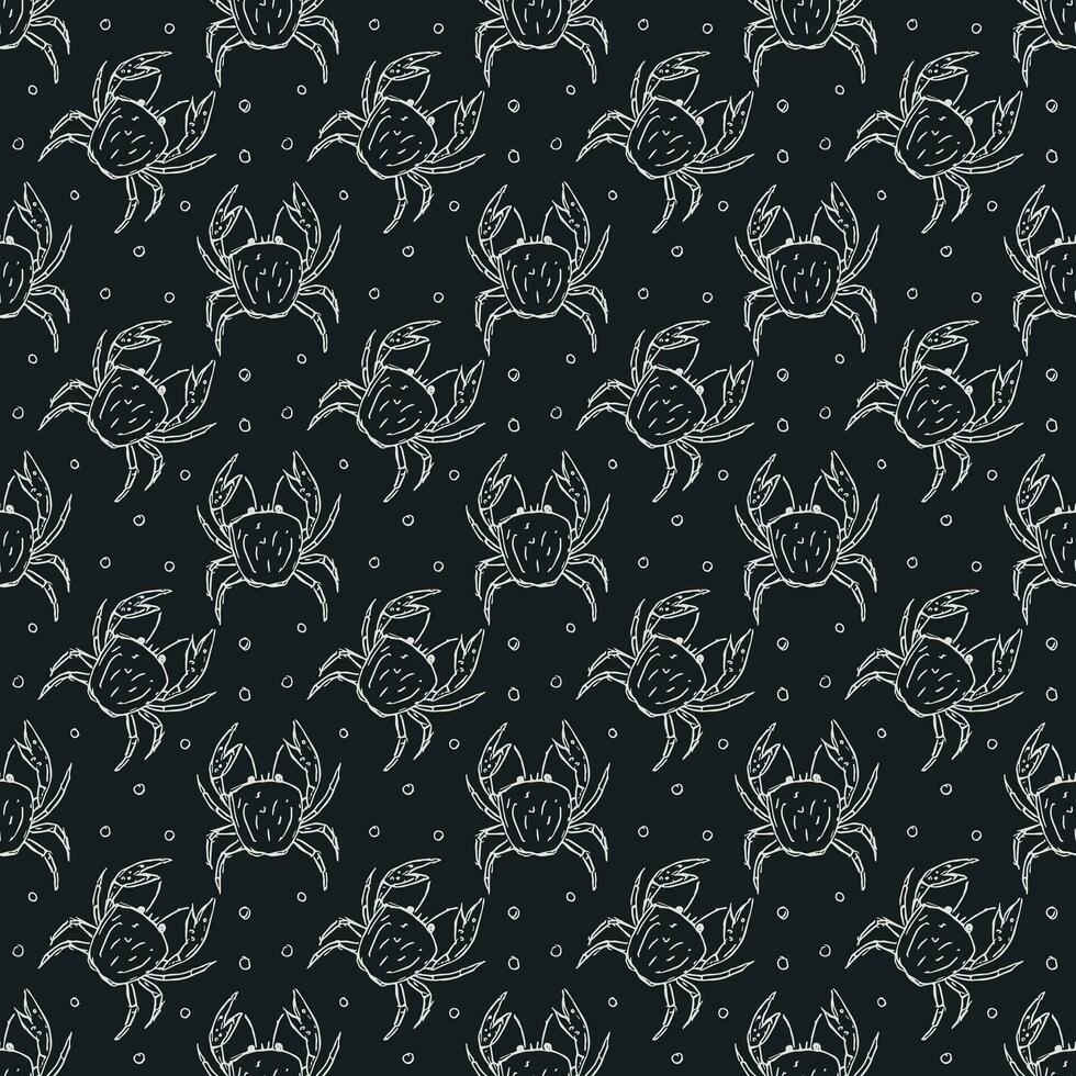 Seamless pattern with crabs. Doodle vector with crab icons. Drawn crab pattern