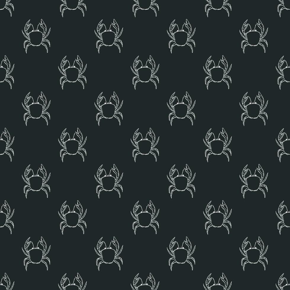 Seamless pattern with crabs. Doodle vector with crab icons. Drawn crab pattern
