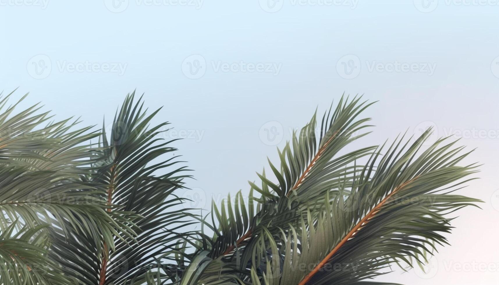 Tropical palm tree frond pattern in bright multi colored design generated by AI photo