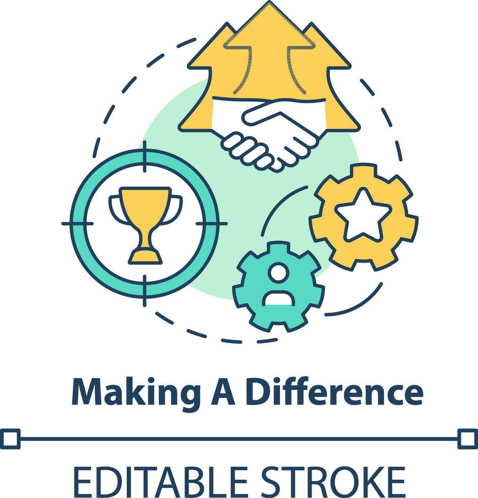 Making difference concept icon. Organizational culture abstract idea thin line illustration. Achieving goal together. Isolated outline drawing. Editable stroke vector