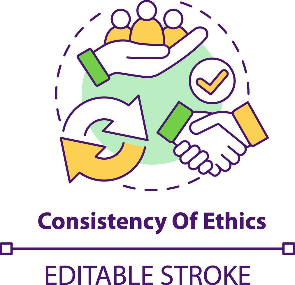 Consistency of ethics concept icon. Ethical banking abstract idea thin line illustration. Isolated outline drawing. Moral standards. Development. Editable stroke vector