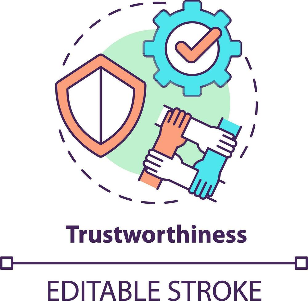 Trustworthiness concept icon. Type of business ethics abstract idea thin line illustration. Teamwork and collaboration. Isolated outline drawing. Editable stroke vector