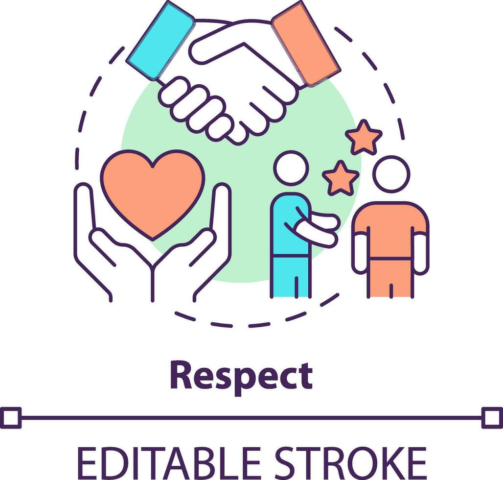 Respect concept icon. Business ethics component abstract idea thin line illustration. Ethical communication. Moral value. Isolated outline drawing. Editable stroke vector