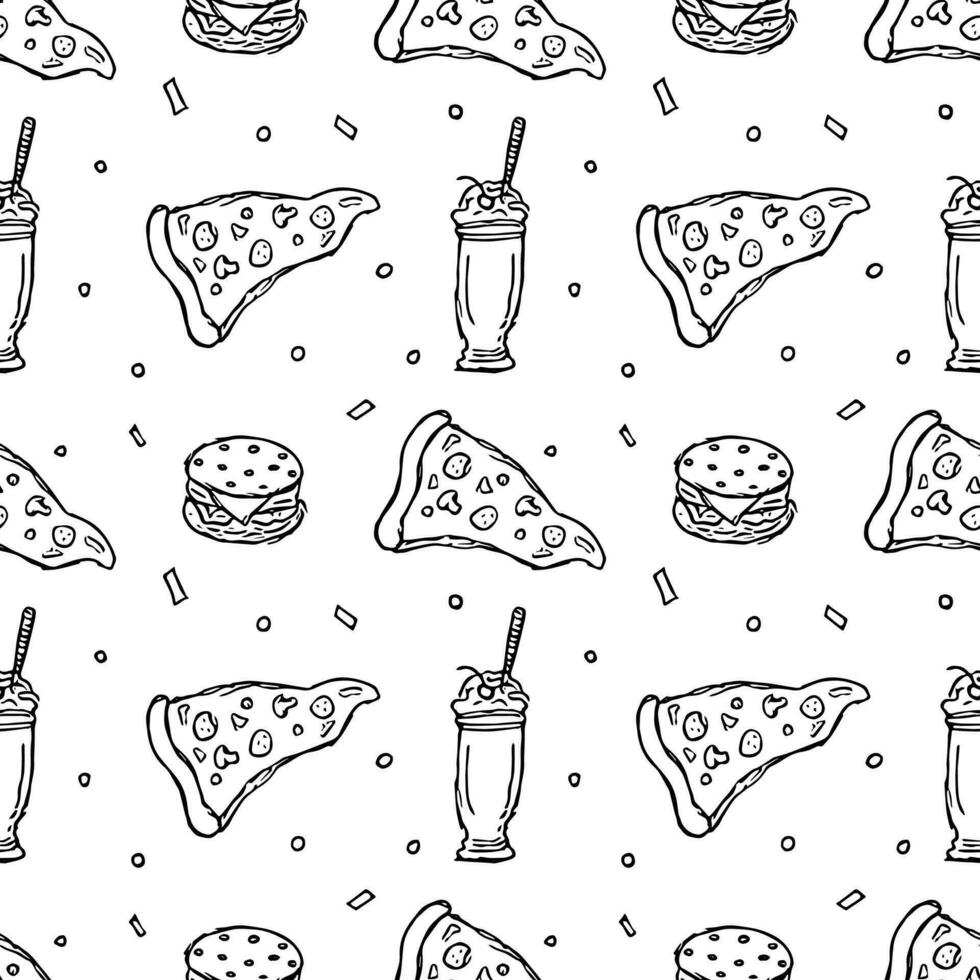 Seamless fast food pattern. fast food background vector