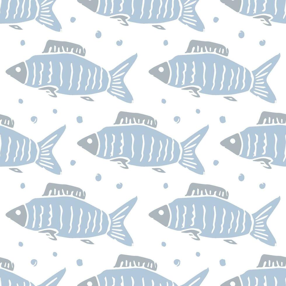 Colored seafood pattern. Drawn seafood background vector