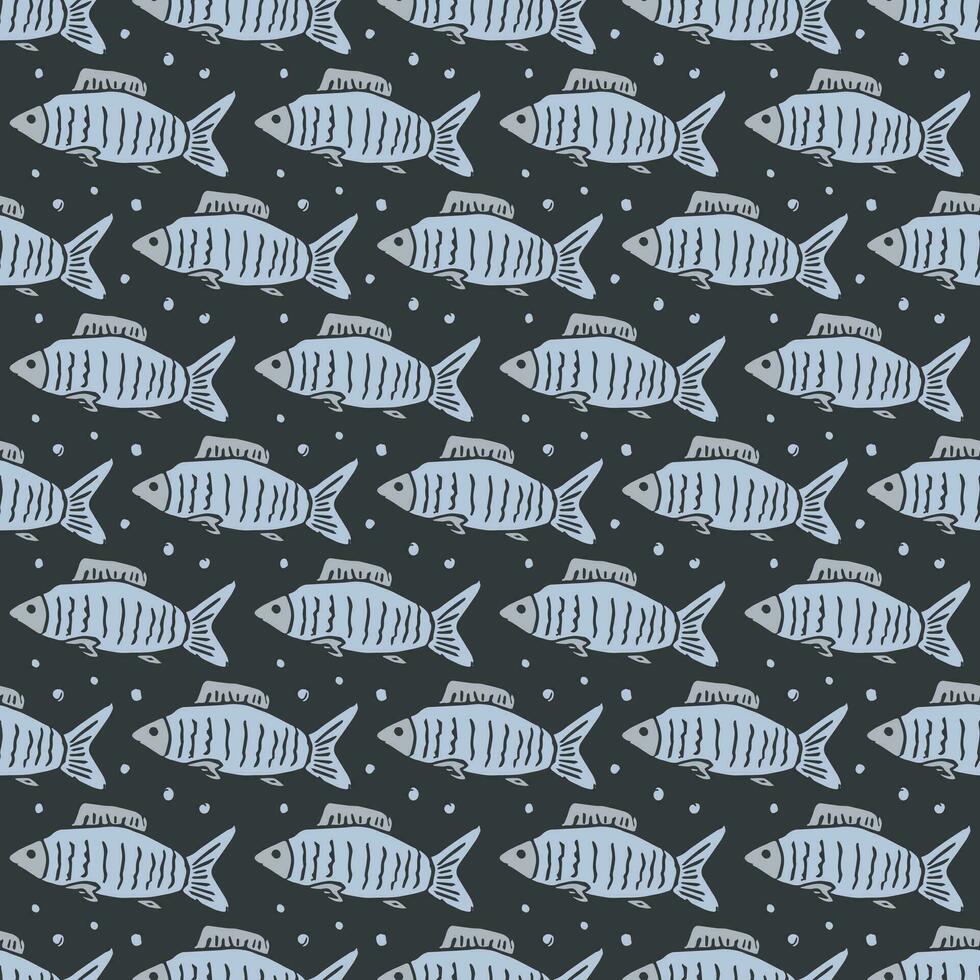 Colored seafood pattern. Drawn seafood background vector