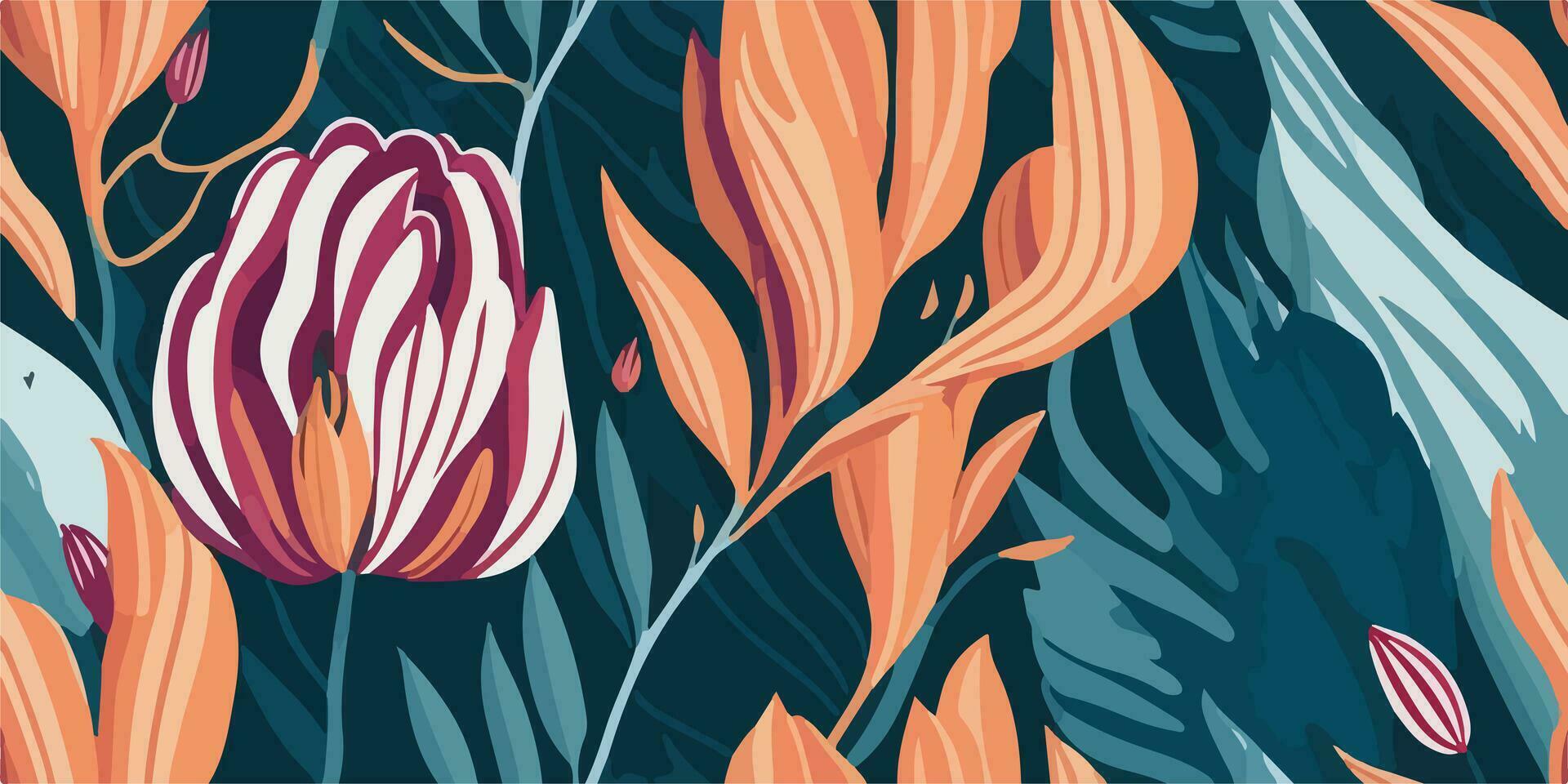 Botanical Illustration Vector Pattern with Botanical and Nature-inspired Illustrations