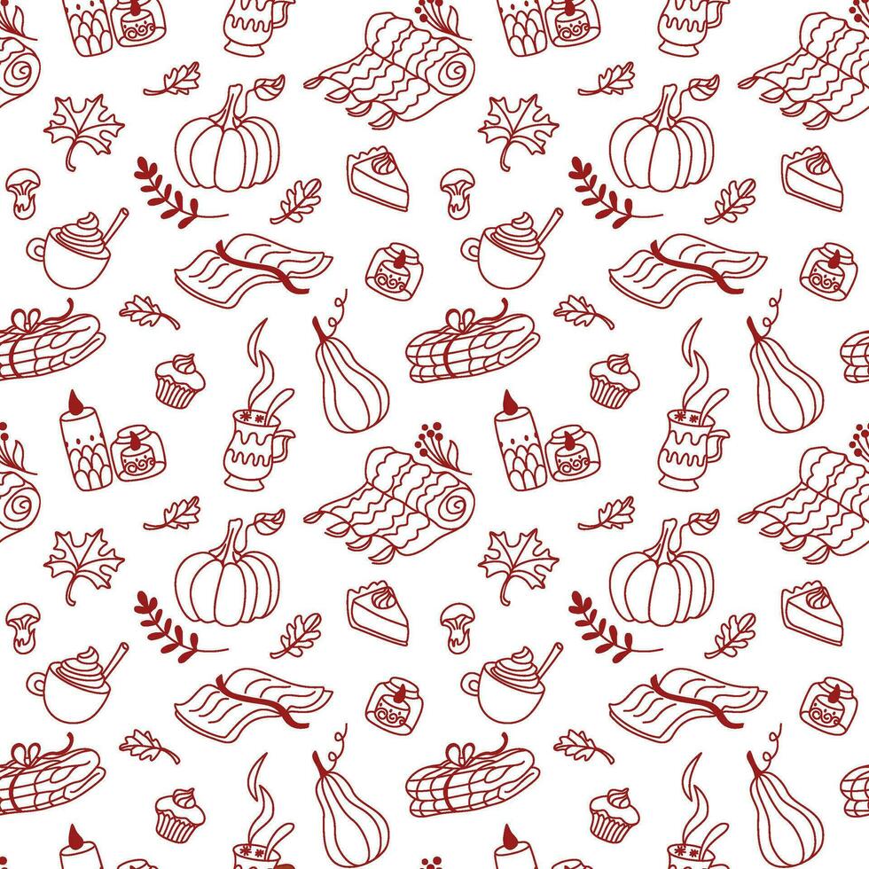 Autumn pattern, cozy autumn atmosphere, seammles pattern, vector