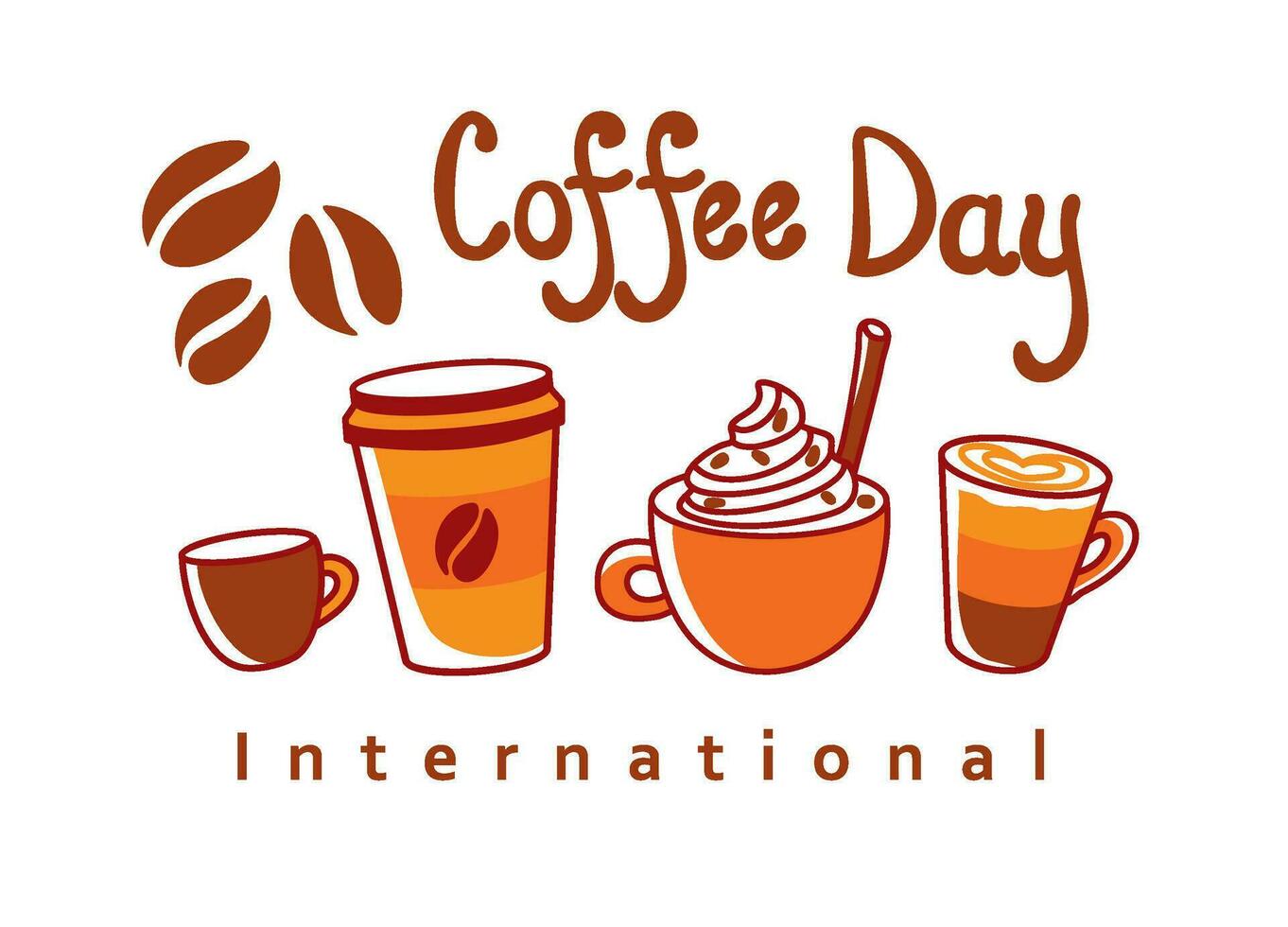 diferente tipos café. café frijoles. bandera. internacional café día vector