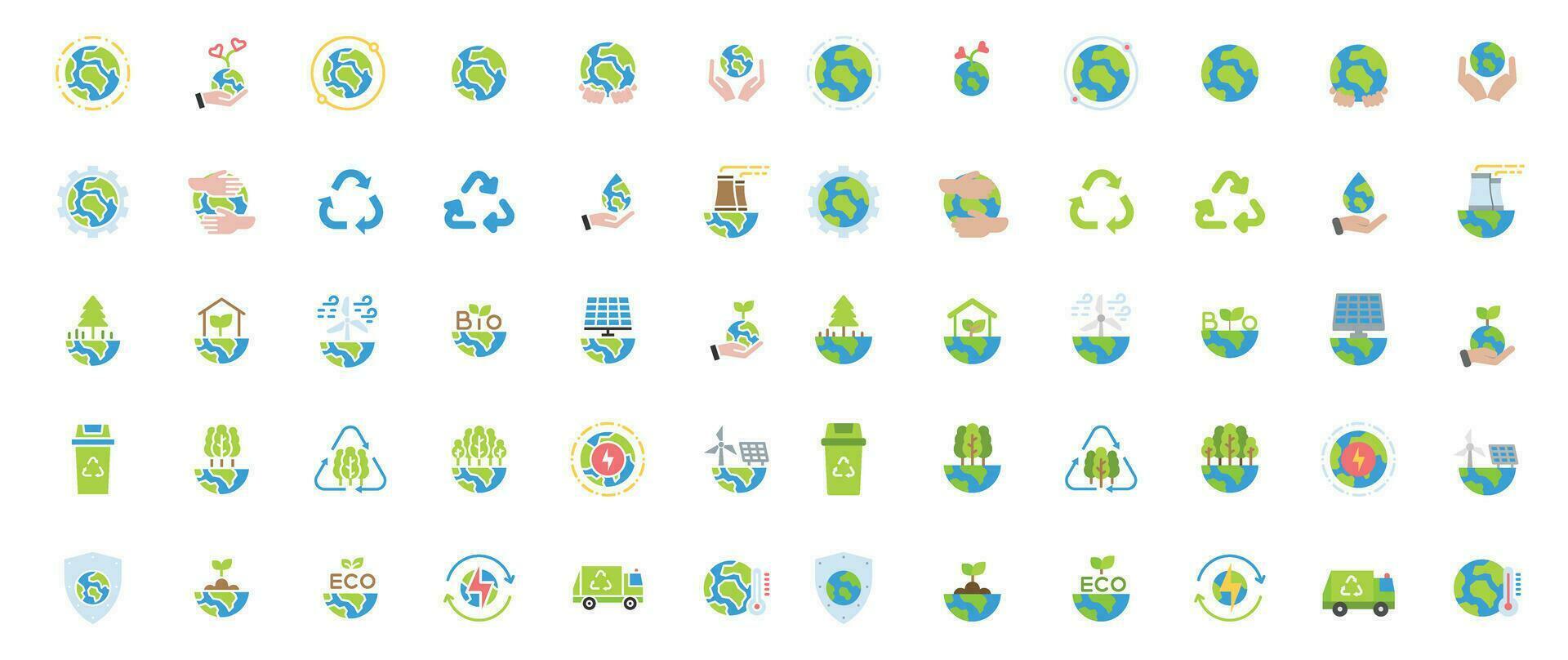 World Environment Day icon set. Nature Renewable Energy Icons. Eco Friendly. Earth Day Ecology Outline Vector Icon Illustration Sign ,Environment , Save Energy, Eco