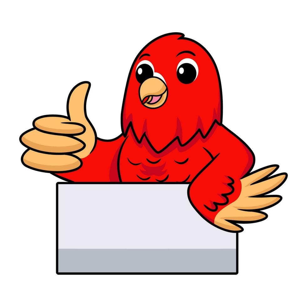 Cute red suffusion lovebird cartoon giving thumb up vector