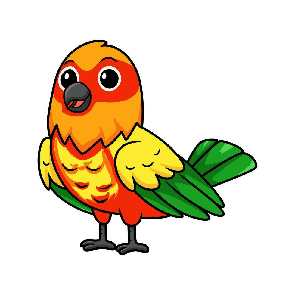 Cute yellow and green parrot lovebird cartoon vector