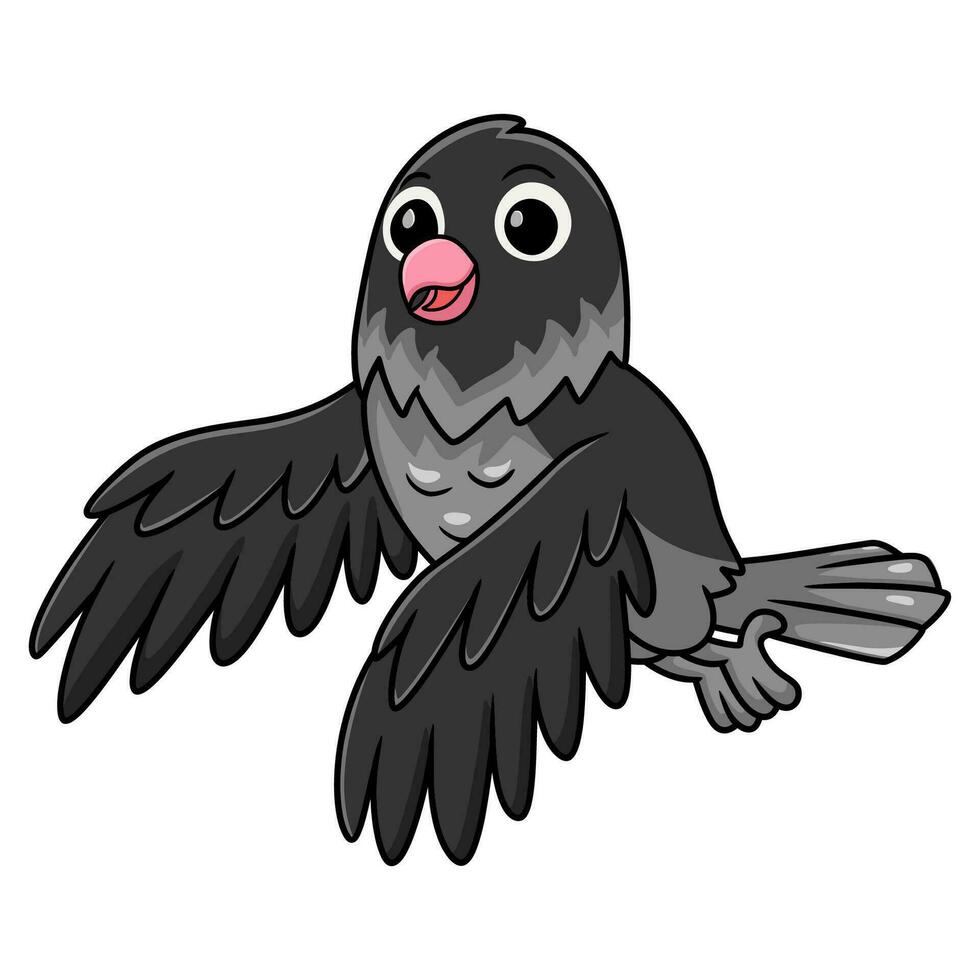 Cute mauve gray masked lovebird cartoon flying vector