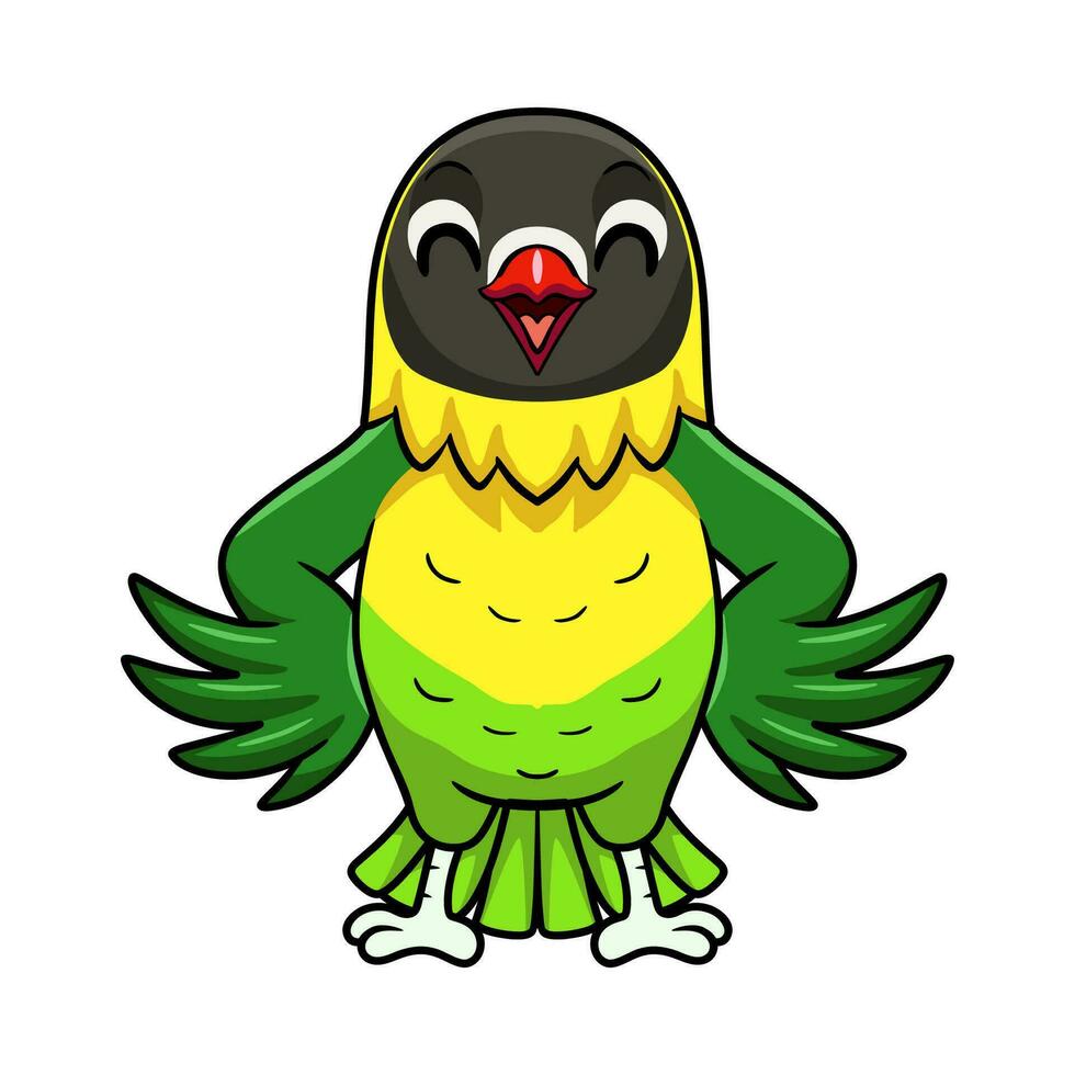 Cute yellow collared love bird cartoon vector