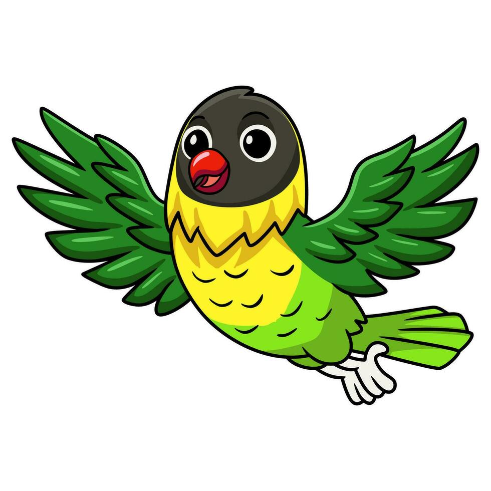 Cute yellow collared love bird cartoon flying vector