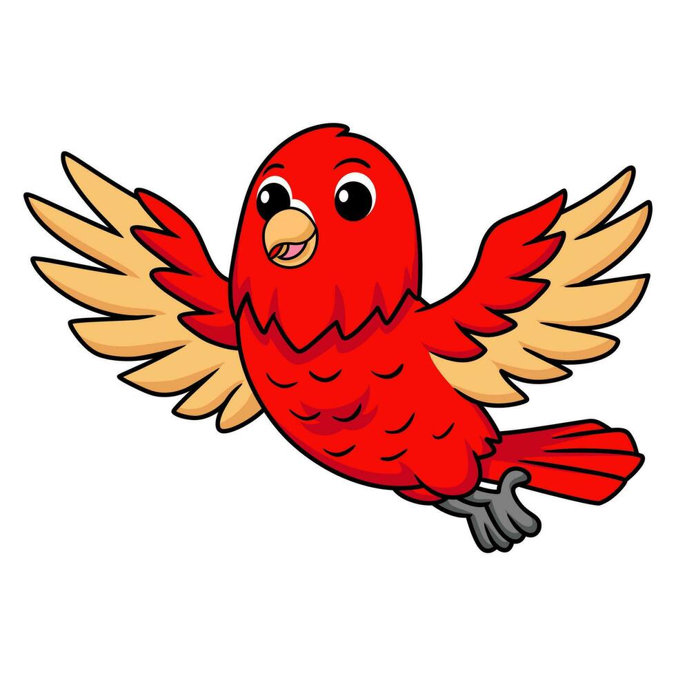 linda rojo sufusión periquito dibujos animados volador vector