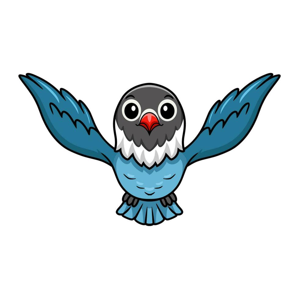 Cute slaty blue love bird cartoon flying vector