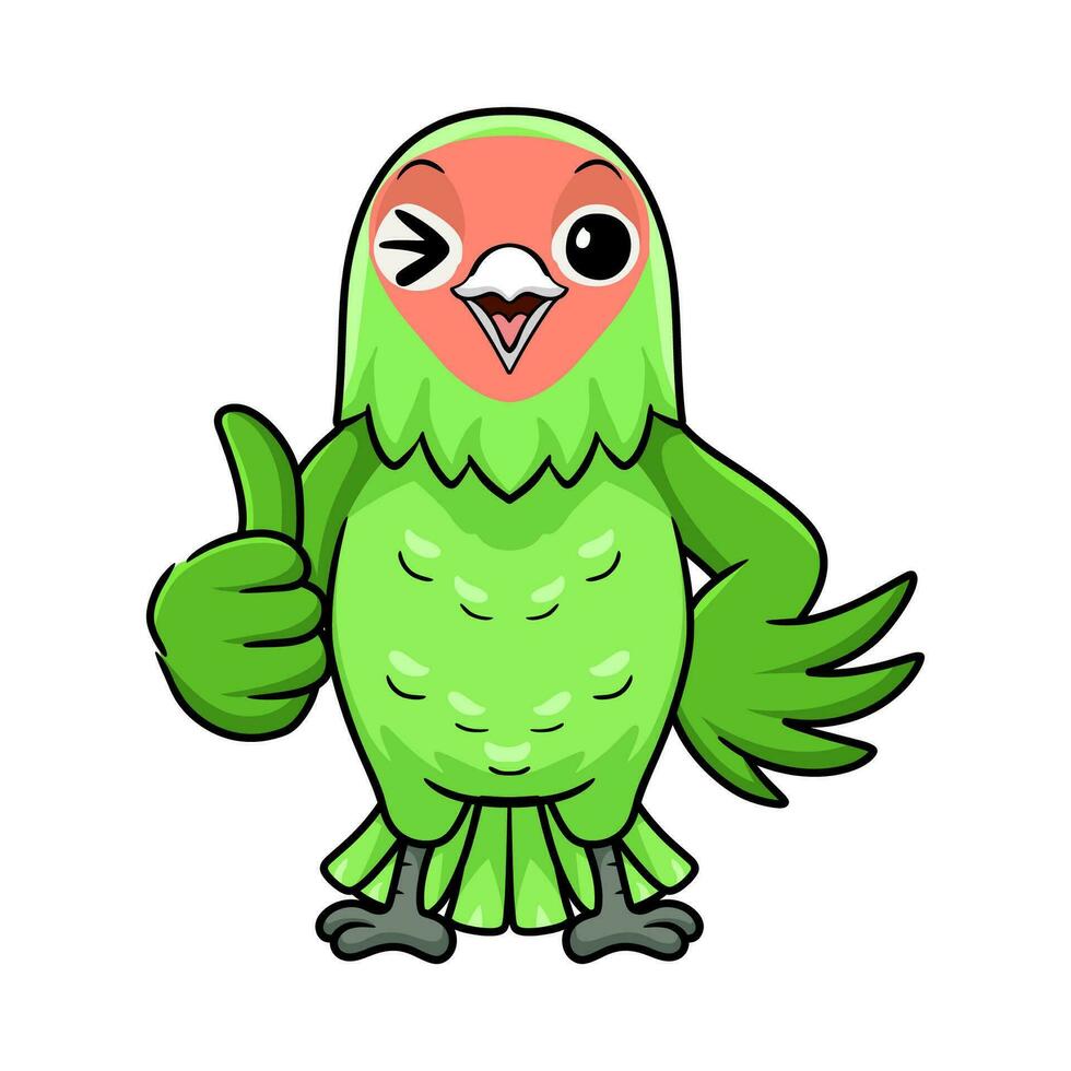 Cute peach faced love bird cartoon giving thumb up vector