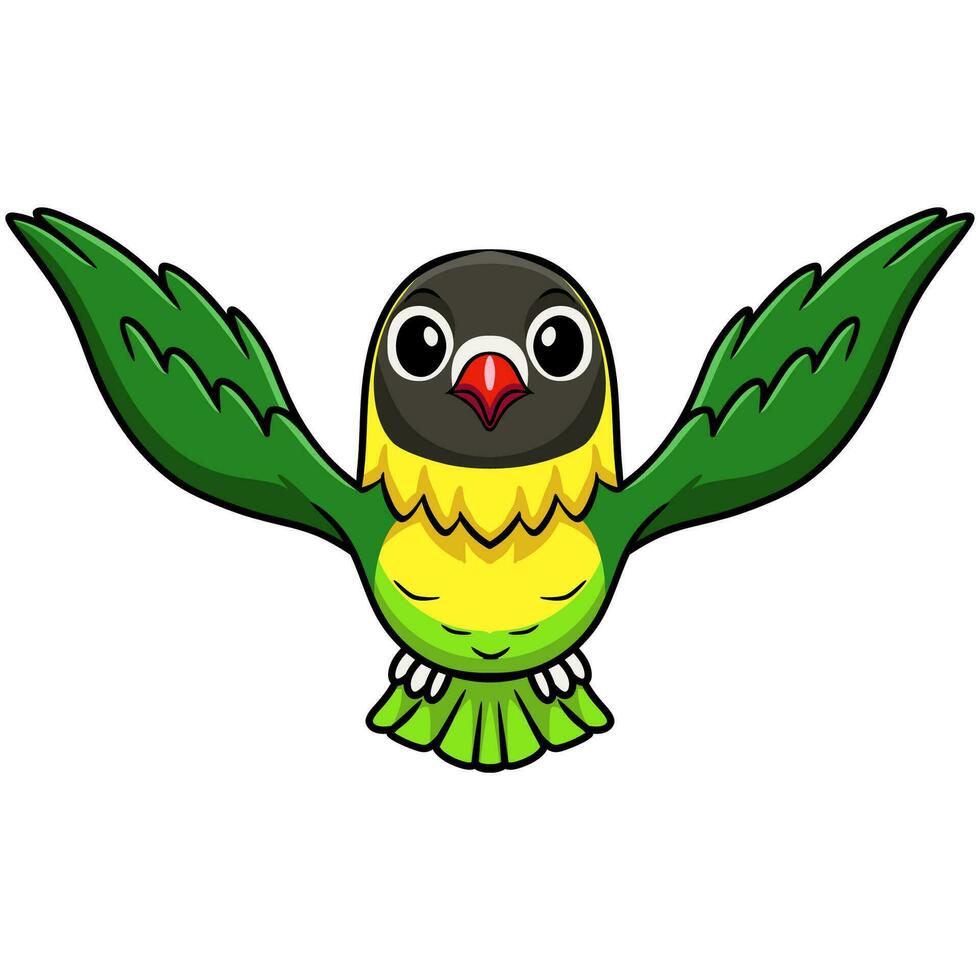 Cute yellow collared love bird cartoon flying vector